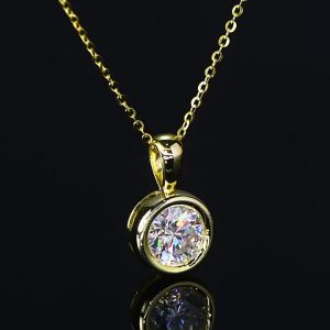 A Stylish 925 Sterling Silver Pendant Necklace with A 1-Carat Moissanite Elegant Simple and Sophisticated.