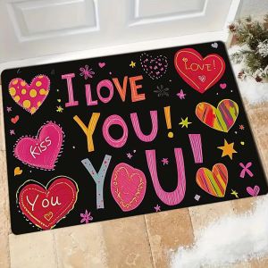 VIKAMA Khẩu Hiệu Lãng Mạn Thảm Chùi Chân Chống Trơn Trượt Giảm Tiếng Ồn Polyester Lối Vào Hành Lang Phòng Ngủ Thảm Thoải Mái Trang Trí Nhà Hiện Đại