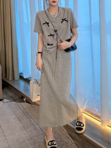 Korean Style Butterfly Knot Top Skirt Two-Piece Set Women Summer Lazy Elegant Versatile Fashionable Age-Defying Ensemble