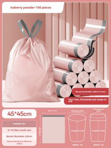Extra Thick Drawstring Kitchen Trash Bags Portable Plastic Bags for Home Use Affordable Large Size Garbage Bags with Rope