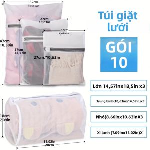 Bộ 10 Túi Giặt Lưới Tinh Tế 4 Kích Cỡ Với Khóa Kéo Chất Lượng Cao Bền Túi Giặt Đồ Lót Lưu Trữ Thân Thiện Với Môi Trường Cho Phòng Tắm