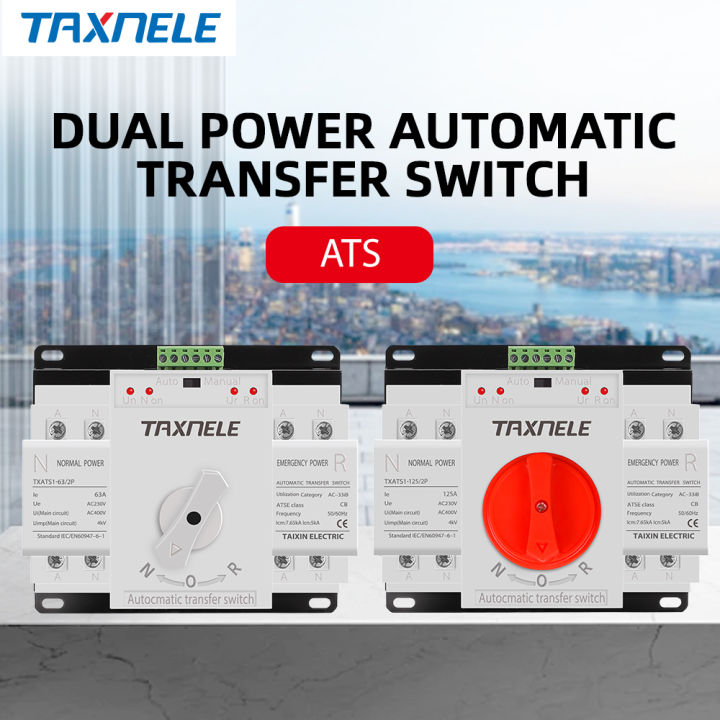 2P 63A 125A 220V 230V MCB type Dual Power Automatic Transfer Switch ATS ...