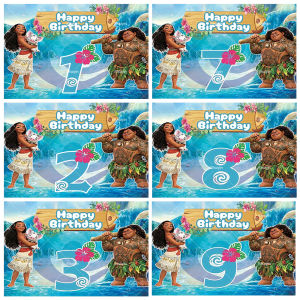 Moana Theme Backdrop Kids Happy Birthday Decorations Party Supplies Baby Shower Custom Age Banner Photography Background Gifts