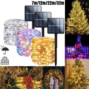 7m/12m/22m/32m LED Solar String Light Outdoor Christmas Party Decorations Waterproof Lamp for Trees Colorful Lights