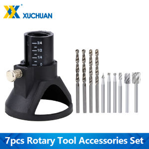 11pcs Rotary Router Milling Cutter Guide Attachment Twist Drill Bit Wood Carving Kit Dedicated Locator Woodwork Tool for Dremel