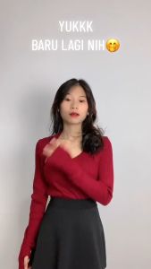 AJWShop [XX] Atasan Wanita Korean Style Lengan Panjang V-Neck