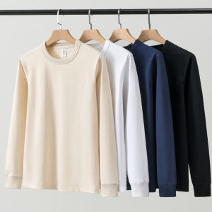 Sanben Needle Long Sleeves T-shirt Mens 320G Heavy Weight Pure Cotton Basic Style White Shoulder Sweatshirt Inner Bottoming Shirt Tops