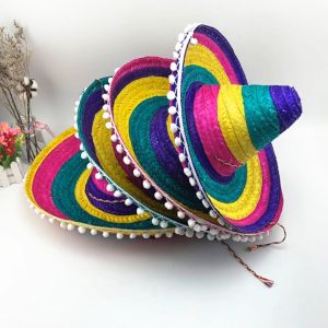 Mexican Hat Natural Carnival Sombrero Straw Mexican Carnival Sombrero Party Cosplay Headwear