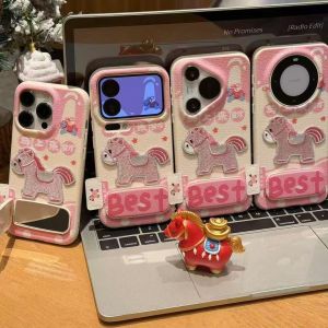 For Tag embroidery horse folding bracket for huawei mate70pro phone case p80nova14 soft h260705