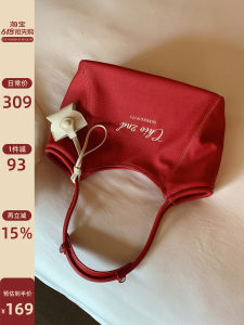Urban Style High Capacity Canvas Texture Red Shoulder Bag