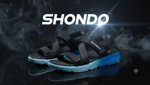 Giày Sandals nam nữ SHONDO F6 Sport - F6S3310 - Màu đen đế 2 màu xanh dương xanh nhạt