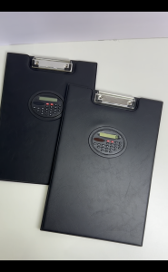 Leather Portfolio Folder Clipboard Long with Cover Paper Organizer Leather Clip Board with Solar Calculator