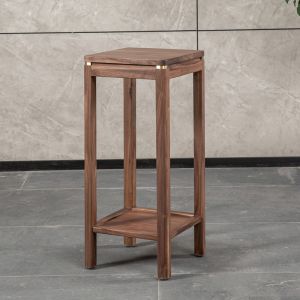 North America Black Walnut Wood Flower Stand Solid Wood New Chinese Style Floor Mounted Living Room Potted Landscape Stones Rack
