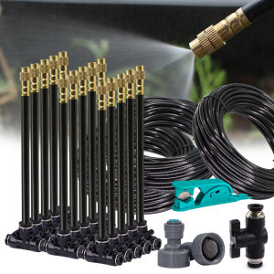5-30m 1/4\" 4/6mm Garden Misting Cooling System 360° Free-bend Misting Nozzle Adjustable Atomizer Sprayer Outdoor Watering Kits