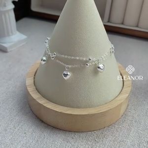 Vòng tay nữ layer bạc 925 Eleanor Accessories lắc tay đính charm trái tim phụ kiện trang sức 8584