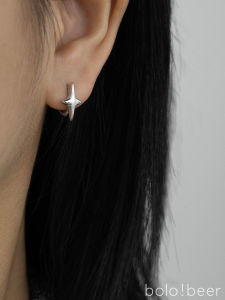 Bolo Sweet Cool Neutral XINGX Four Eight-Pointed Stars Earclip Earrings Mens and Womens Cold Wind Minimalist Cross Star Earrings Trendy Earrings