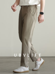 UBV | Retro Style Wrinkle-free Cool Ice Silk Tapered Khaki Pants For Men