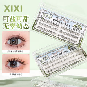 Xixi Upgraded Natural Looking Transparent Thin Stem False Eyelashes Segment Design No Glue Needed for Easy Application And Use