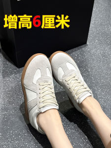 Leather Upper Increased Height German Training Shoes Womens 2025 New Autumn Casual Thick Bottom Small Size Ultra Popular White Shoes