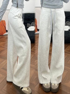 Slim Fit Sports Pants for Women High Waist Straight Leg White Wide Leg Pants Tummy Covering Casual Trousers Spring Autumn