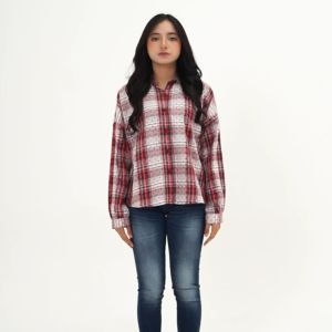 Greenlight Kemeja Wanita Kotak-Kotak Lengan Panjang Polkadot Plaid Shirt Seira C041124