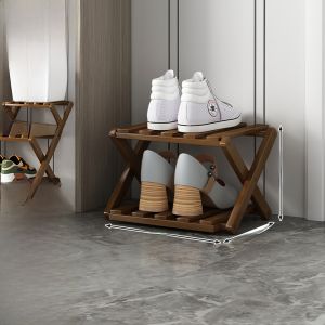 Simple Foldable Multi-layer Shoe Rack Entrance Home Dormitory Storage Cabinet New Model 2025 Popular Bamboo Material