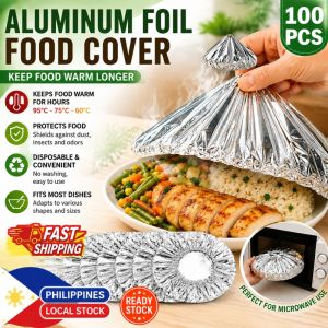 【Local Stock】Reusable Aluminum Foil Food Wrap Cover - Heat Insulation for Oven/Takeaway/Picnic Food Preservation (20-100pcs Food Grade)