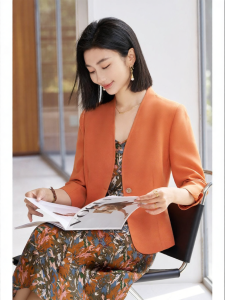 Misoshine | Summer Elegant Commuter Orange Short Slim Fit Blazer