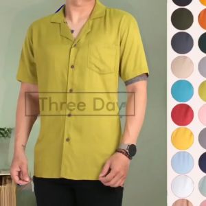 KEMEJA STRIPE PRIA LENGAN PENDEK MOTIF POLOS lengan pendek kemeja distro rayon premium U.M.A store