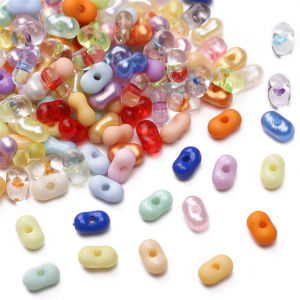 100ชิ้น6X4มม. อะคริลิคใสสีทึบสีสันสดใสลูกปัดถั่วลิสงชาร์มสำหรับทำเครื่องประดับทำเครื่องประดับต่างหูสร้อยคอ DIY สร้อยข้อมือ