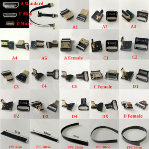 1PC Ribbon Flat FPV HDMI-Compatible Connector Flexible Cable Raspberry Pi 4 Micro HDTV To HD/Mini HD Female 90 Degree FFC 20pin