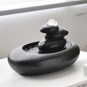 Modern Minimalist Ceramic Fountain Decorative Ornaments Home Living Room TV Cabinet Tea Room Book Desk Top Wealth Attracting Water Flow Ball