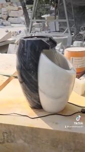 Thác nước phong thủy đài phun nước đá cẩm thạch để sân vườn hồ cá - Cao 60cm