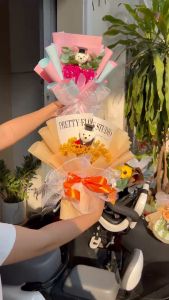 TheFlowerBoat Bó hoa hồng sáp thơm kèm gấu tốt nghiệp hoa hướng dướng sáp hoa baby khô cao cấp quà tặng lễ tốt nghiệp đáng nhớ