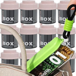 2ชิ้น4ช่องพวงกุญแจกล่องยาแท็บเล็ตเลื่อยไฟฟ้าพร้อมที่จับกล่องแบ่งยาขนาดเล็ก