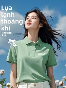 FANWUJINHUANG | Áo polo cổ bẻ công sở vải lụa lạnh tay ngắn
