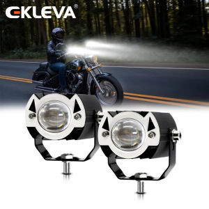 EKLEVA Motorcycle Spotlight Projector Lens High Low Beam Mini LED Headlight Fog Lights Driving lamp Universal For Trucks SUV ATV Cars