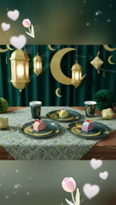 [Hommly SG Instock] 10PCs Hari Raya Eid Mubarak Golden Moon Star Disposable Tableware Set | Plates Cups Napkins
