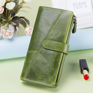 ติดต่อของแท้Crazy Horse Cowhideหนังผู้หญิงกระเป๋าเงินแฟชั่นพร้อมที่เก็บบัตรวินเทจกระเป๋าคลัตช์ทรงยาวกระเป๋า