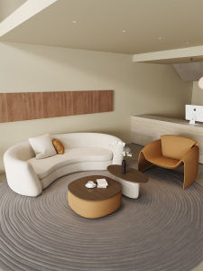 Luxurious Arc Shaped Sofa for Beauty Salon Hotel Waiting Area Office Business Guest Modern Minimalist Style Fabric Couch