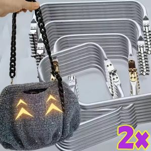 2Pcs Square-shaped Aluminum Purse Frame Handle DIY Metal Bag Sewing Tailor Accessories Bag Frame for Purse Backpack Bags Parts