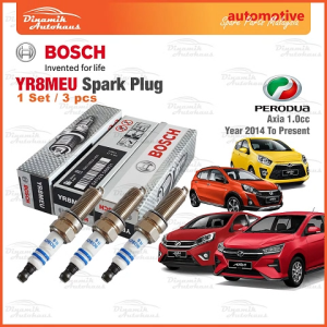 Perodua Axia Car Automotive Spare Parts Ignition Engine Spark Plug Bosch Spark Plug YR8MEU (3 Pcs)