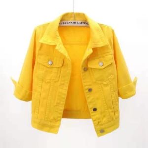 Áo Khoác Denim Nữ Kiểu Casual Màu Hồng Tím Vàng Dáng Rộng Ngắn Có Túi Chi Tiết Nút Phong Cách Công Sở Mùa Xuân Thu