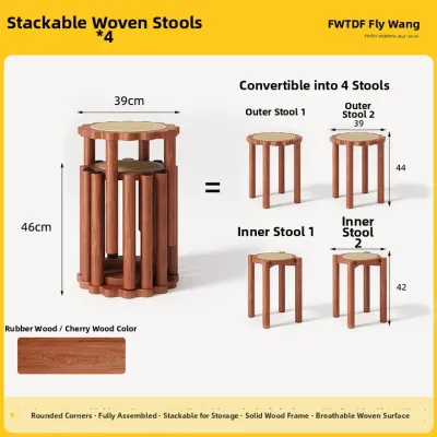 FWTDF | Space-Saving Stackable Round Wooden Stool