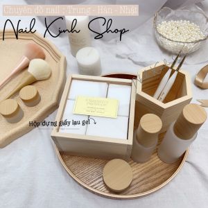 Hộp gỗ đựng giấy lau gel - nail xinn shop
