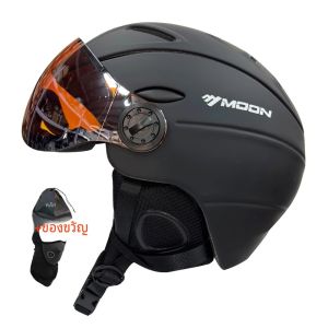 Moon หมวกกันน็อคสโนว์บอร์ดพร้อมที่ปิดแบบครึ่งหน้าสำหรับหมวกเล่นสกีเล่นสกีหิมะของผู้ชายและผู้หญิง