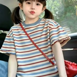 LIREGONGZHU | Cotton Striped Short Sleeve T-Shirt