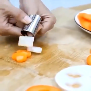 9PCS Fruit Vegetable Cutter Shapes Set PP Stainless Steel Cookie Mold Dough Cutter Hand Protector