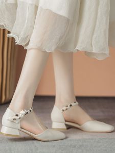 2025 New Womens Mary Jane Flat Sandals Head Covering Low Heel Shoes for Girls Suitable for Skirts Fashionable And Gentle