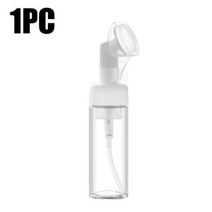 100ml Soap Foaming Bottle with Silicone Foam Massage Brush Head Face Clean Mousse Pump Dispenser Refillable Bottle for Shampoo